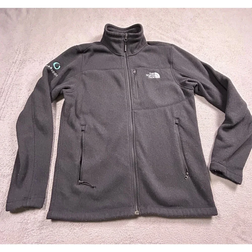 The North Face Fleece Jacket Mens S Black Full Zip Pocket Paradox Company Logo
